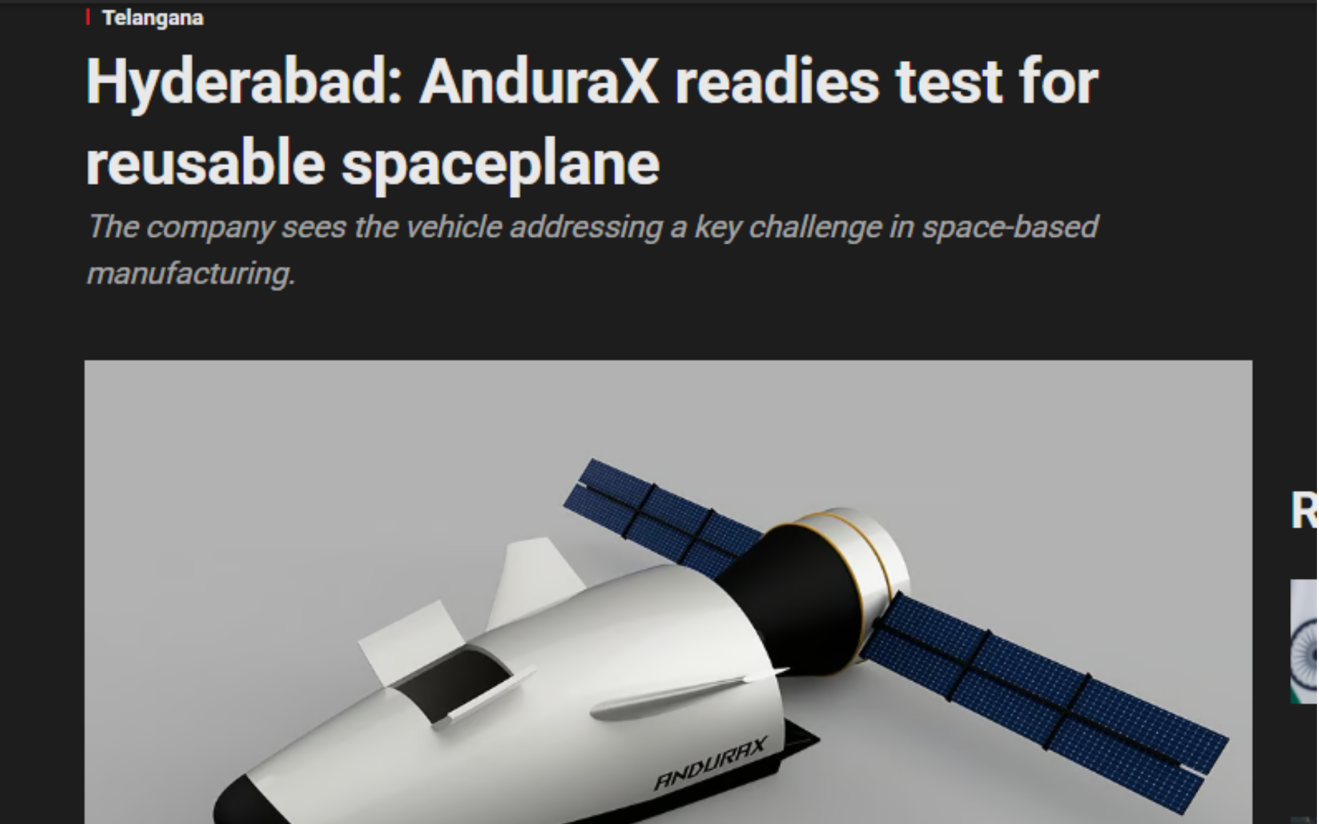 Hyderabad: AnduraX readies test for reusable spaceplane